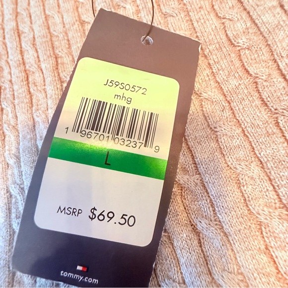 NWT Tommy Hilfiger Gray Crew Neck Cable Knit Sweater Size Large - Picture 5 of 8